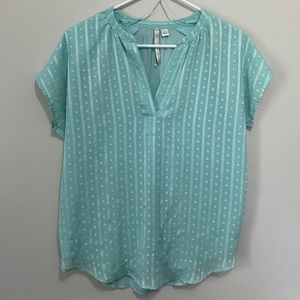 LC Lauren Conrad Mint Teal Vneck cap sleeve blouse Small
